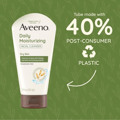 Aveeno Daily Moisturizing Facial Cleanser for Dry Skin, Hydrating Acne Face Wash with Soothing Oat for soft & Supple Skin, Free of Parabens, Sulfates, Fragrance, Dyes & Soaps, 5 fl. oz, 3 Pack