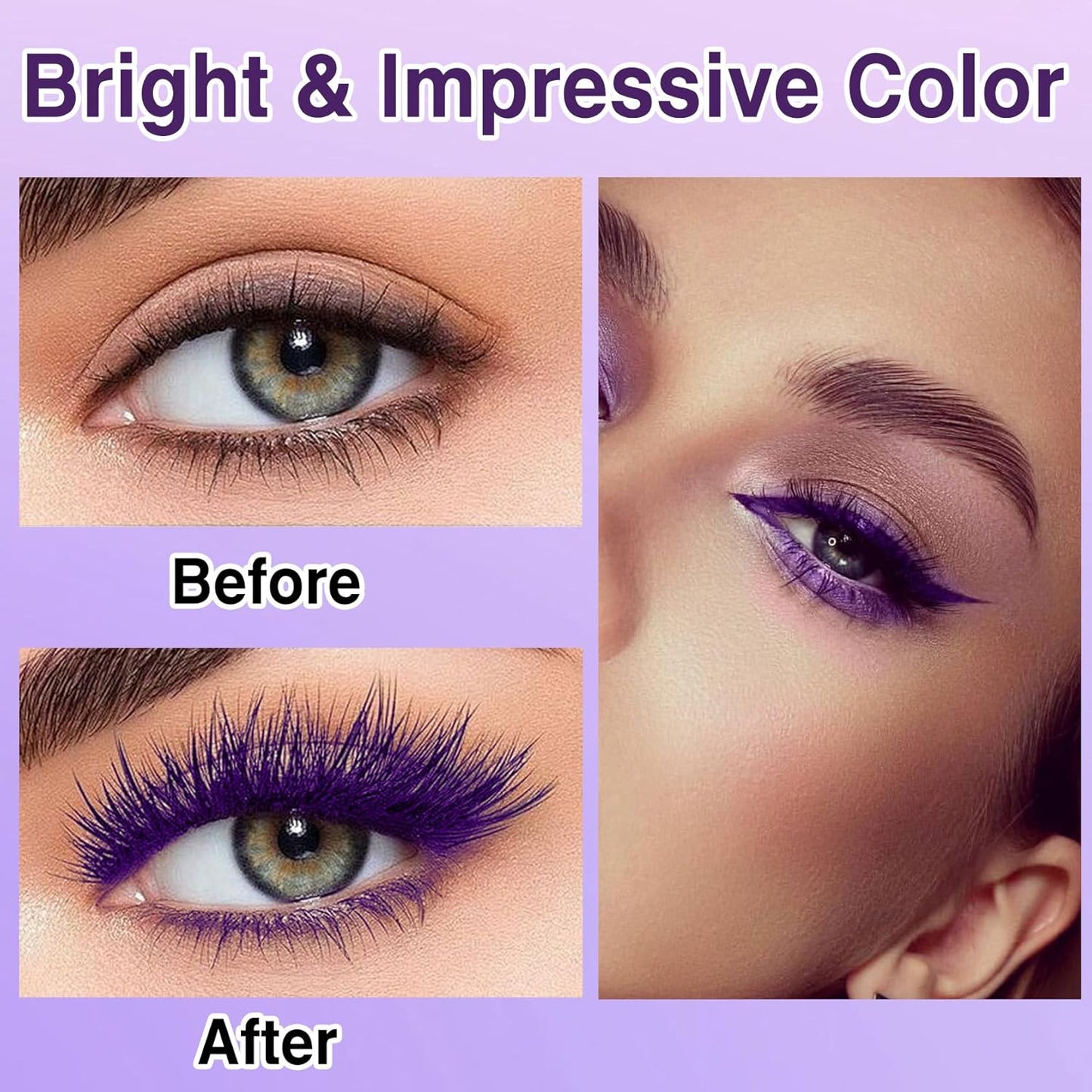 Skiennix Purple Mascara & Eyeliner Set - 5D Volume & Length, Waterproof Formula | Ideal for All Skin Types