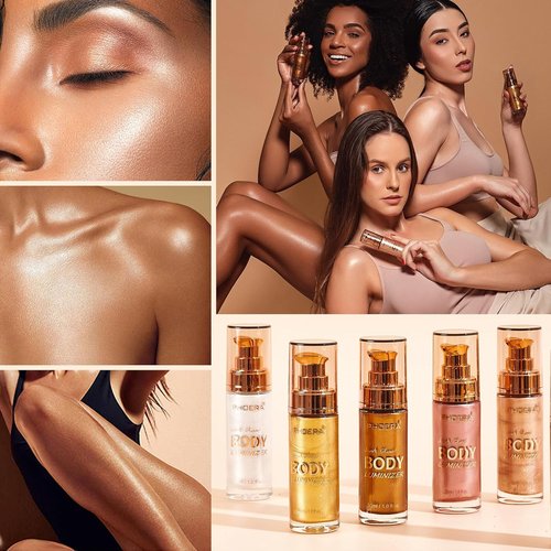 PHOERA Body Shimmer Oil - Bronzer Highlighter for Luminous Glow | 1oz Rose Gold
