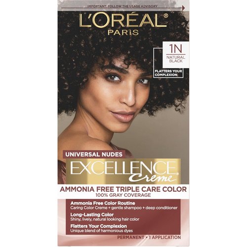 L’Oreal Paris Excellence Hair Color - Ammonia-Free Gray Coverage | 1N Natural Black Dye Kit