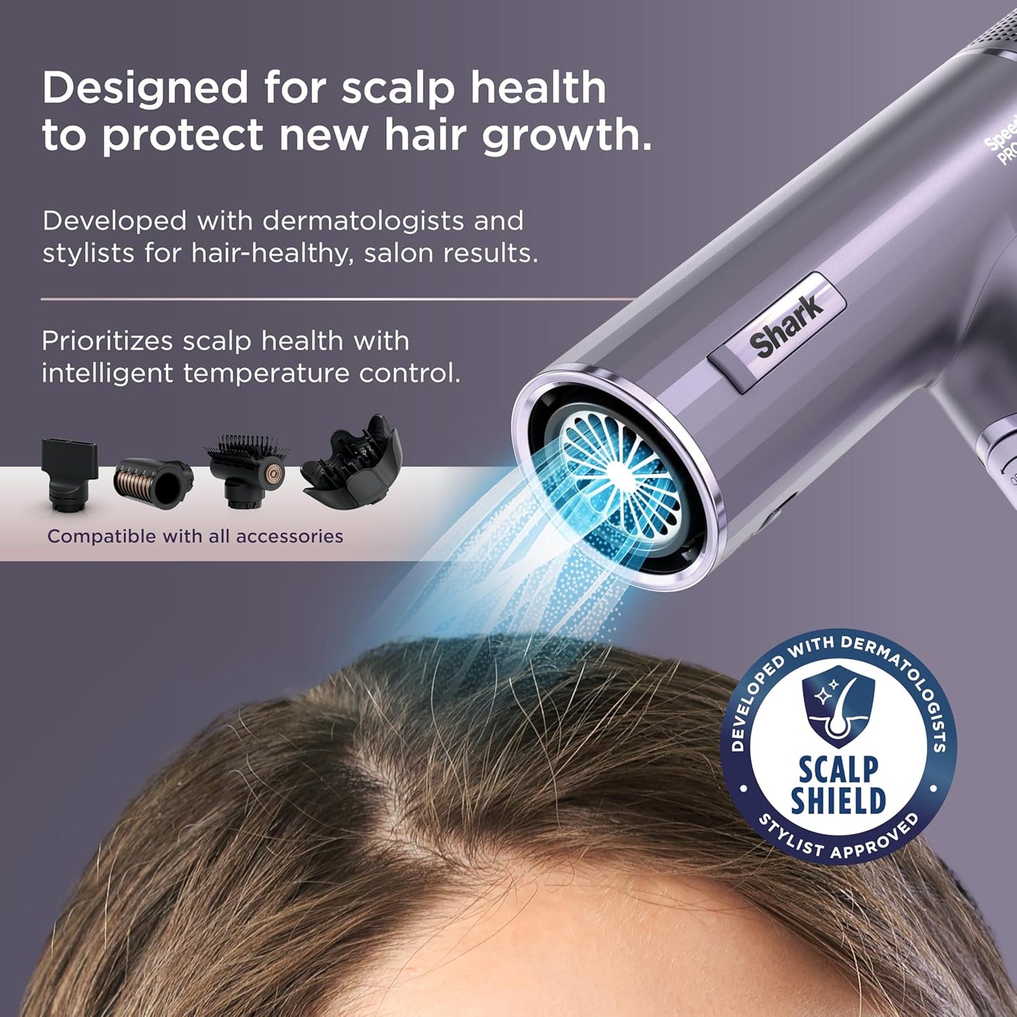Shark SpeedStyle Pro Flex Hair Dryer System - High-Velocity, Lightweight, Ionic with Scalp Shield & IQ Speed Technology