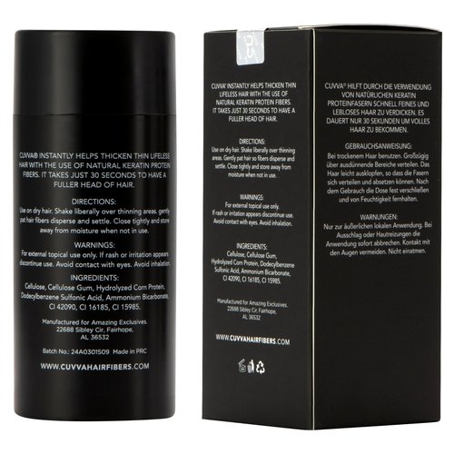 CUVVA Hair Building Fibers (30g) - Instantly Fill in Fine and Thinning Hair to Create a Thicker, Fuller Look - 14 Different Shades for Men & Women - Medium Brown