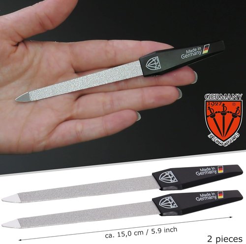 3 Swords Germany - Sapphire Metal Nail File Set | 2-Piece with 3-Way Nail Buffer for Perfect Nail Care