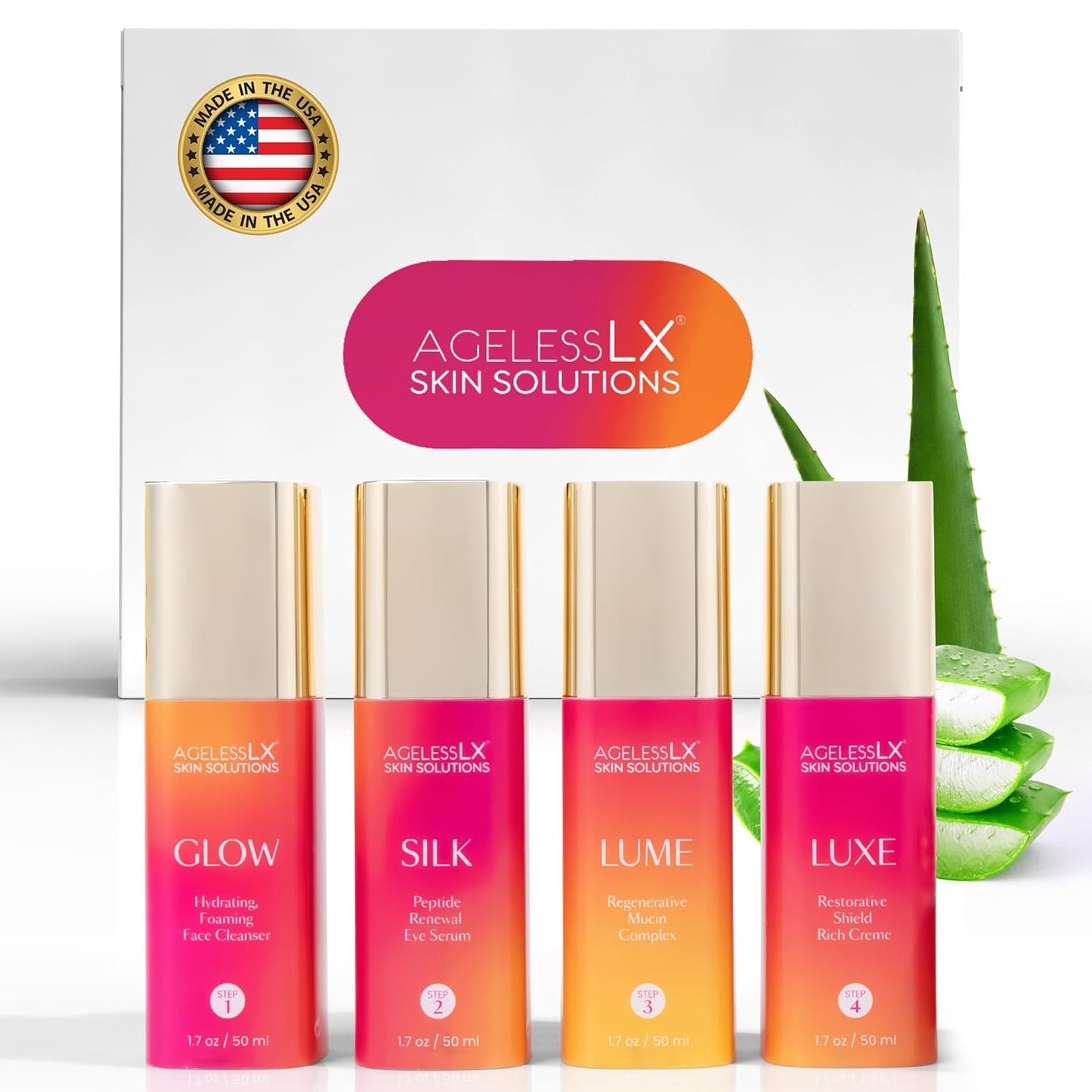 Skiennix Complete Skincare Kit - Deep Hydrating Moisturizer, Cleanser & Peptide Eye Serum | 4-Step Daily Set for All Skin Types