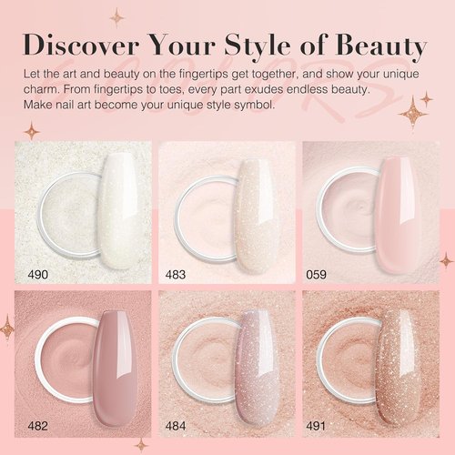 AZUREBEAUTY Dip Powder Nail Set - Light Pink & Champagne Shimmer | 6 Colors for DIY Manicure