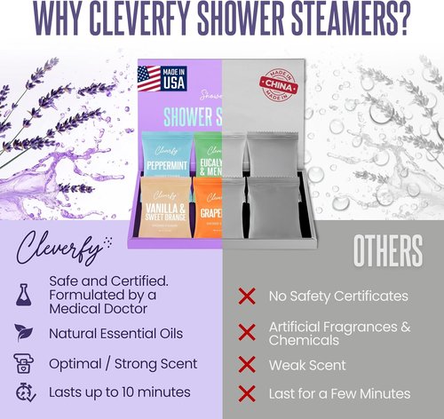 Cleverfy Shower Steamers - Aromatherapy Tablets for Relaxation | Perfect Easter & Mother's Day Gifts - 6 Count