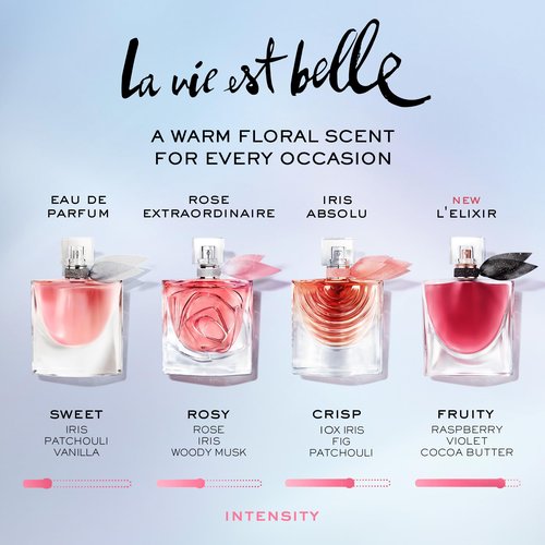 Lancôme La Vie Est Belle L'Elixir Eau de Parfum - Long Lasting Fragrance with Raspberry, Violet & Cocoa Butter - Floral Women's Perfume - 0.34 - Travel Size