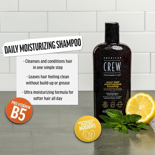 American Crew Shampoo - Daily Deep Moisturizer for Men | Naturally Derived, Vegan, Citrus Mint, 3.3 Fl Oz