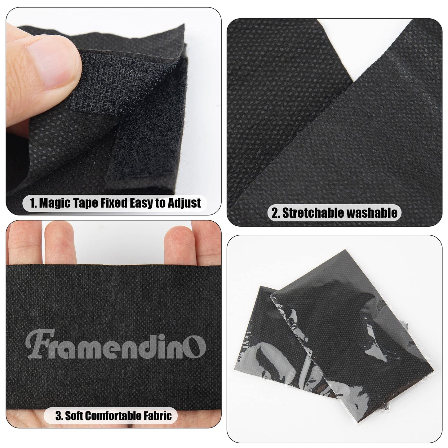 Framendino, 200 Pack Black Disposable SPA Headband Non-Woven Facial Headbands Stretch Soft Skin Care Hair Band with Convenient Closure for Women Girls