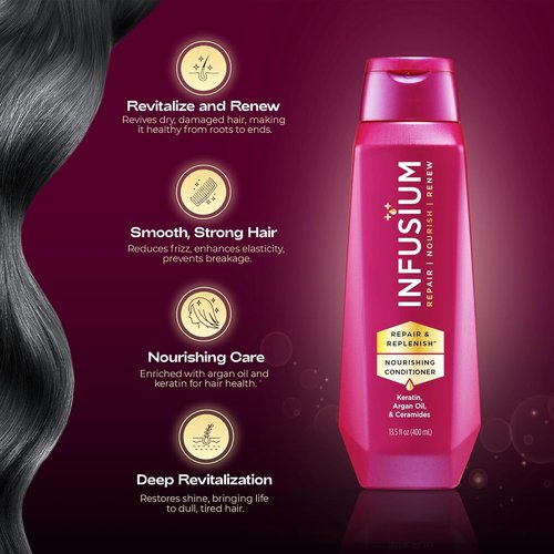 Infusium Repair And Volumize Conditioner - Collagen & Hyaluronic Acid Formula - Reduces Frizz & Adds Volume - 13.5 oz