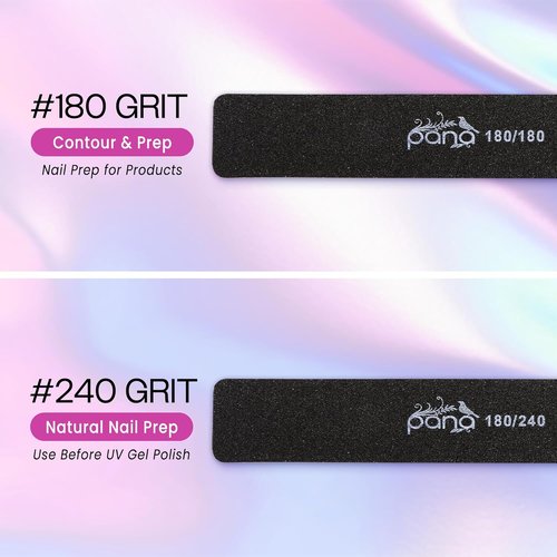 PANA Jumbo Size Double-Sided Nail Files | 10PCS Black Emery Boards, 80/80 Grit for Manicure & Pedicure