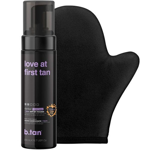 b.tan Violet Self Tanner Kit - Dark Tanning Mousse with Mitt Applicator | 1 Hour Express, Vegan, 6.7 Fl Oz