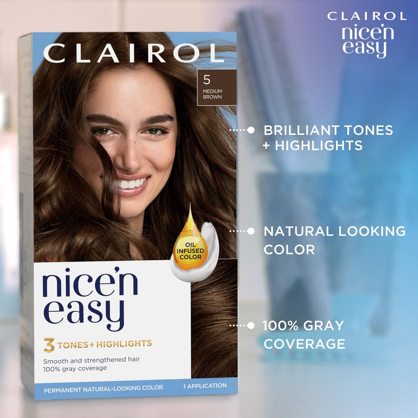 Clairol Nice'n Easy Permanent Hair Dye, 8A Medium Ash Blonde Hair Color, Pack of 1