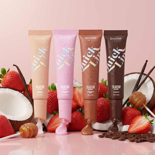 Quick Flick Tri-Peptide Lip Butter - Nourishing Vanilla Coconut Glaze | Clear Formula