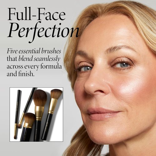 Laura Geller New York Makeup Brushes Set - Cruelty-Free 5-Piece Full Face Brush Collection