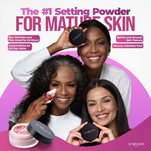 Luminance Milano Ultra Pink Setting Powder | Mineral Loose Makeup for Oil Control & Pore-Blurring