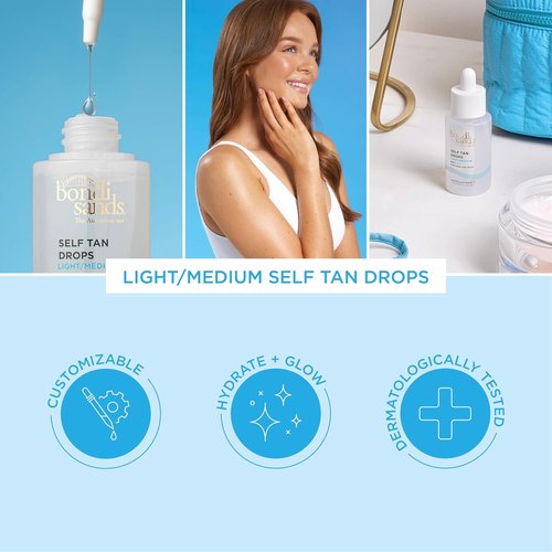 Bondi Sands Hydrating Self Tan Drops - Flawless Glow for Face & Body | 2 Shade Options, 1.01 FL OZ