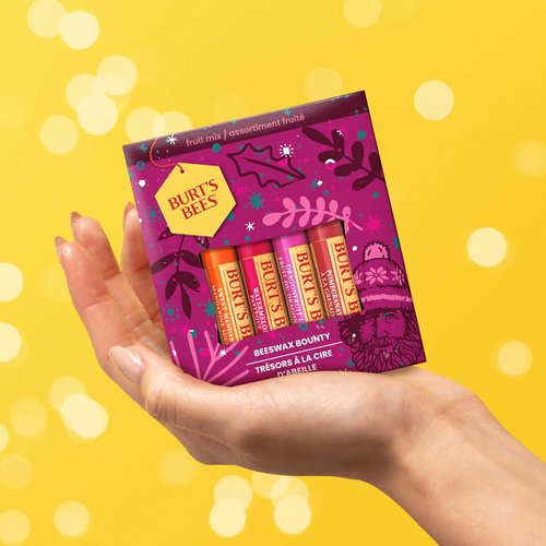 Burt's Bees Lip Balm Gift Set - Beeswax Bounty Fruit Mix | Perfect 4-Pack for Gift Baskets, 0.15 oz Each