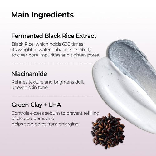 Dr. Melaxin Black Rice Mochi Whip Cleanser - 100ml for Blackheads, Clogged Pores & Dull Skin
