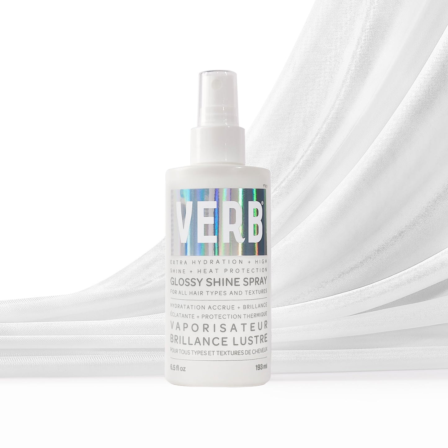 VERB Glossy Shine Spray, 6.5 fl oz - Moisturizing Heat Protection Hair Spray - Adds High Shine and Primes for Styling - Vegan, No Parabens or Harmful Sulfates