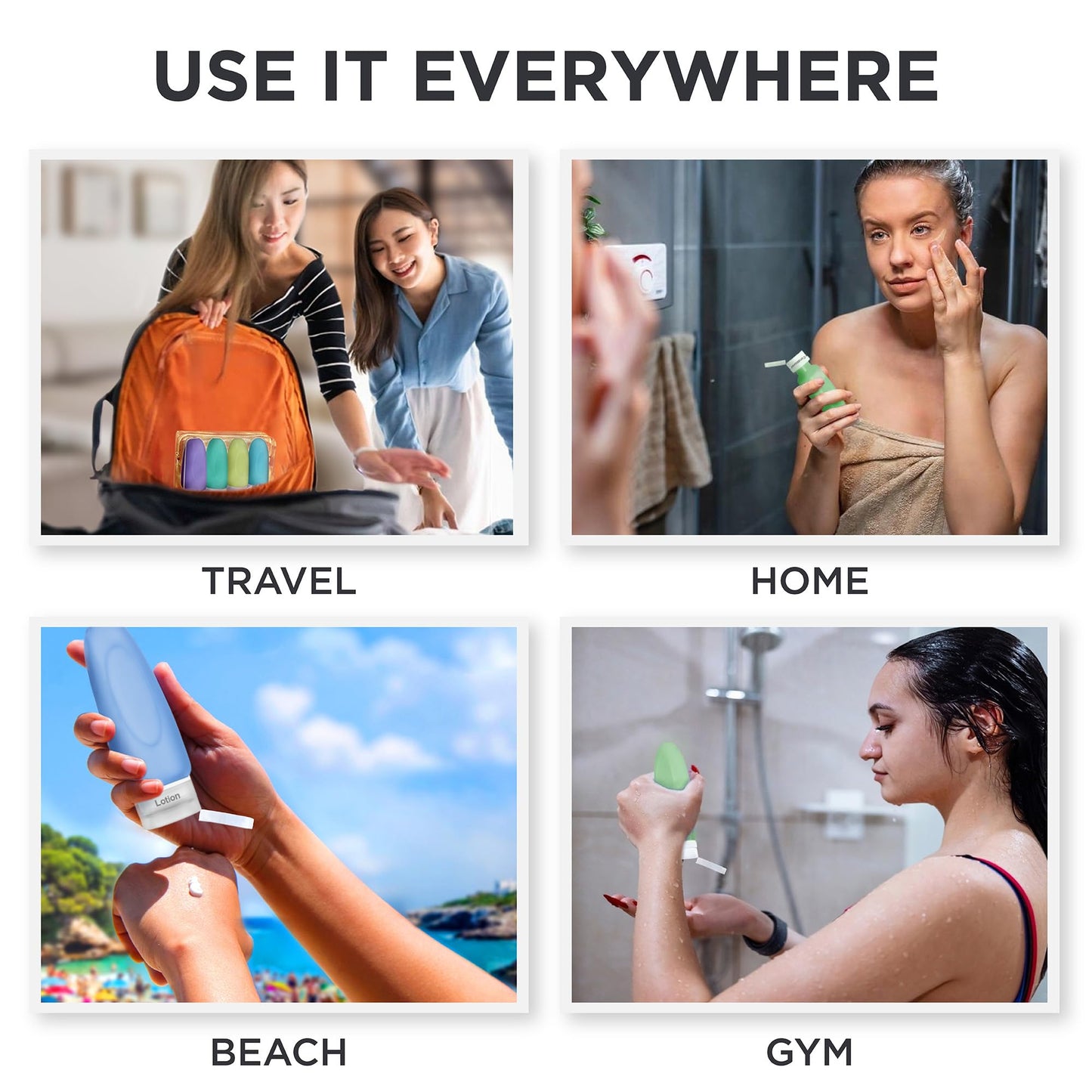 Dot&Dot Leak Proof Travel Bottles for Toiletries - TSA Approved Travel Shampoo Bottles - 3oz Travel Shampoo and Conditioner Bottles - Travel Size Toiletries - 3 oz Silicone Travel Bottles with Labels