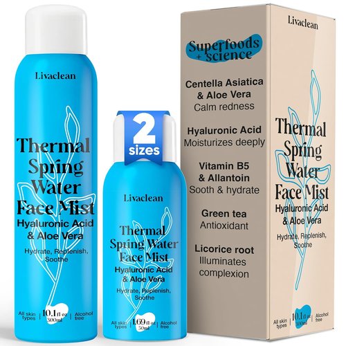 **Thermal Spring Water Face Spray Mist by [Brand Name] - Hydrating & Soothing with Hyaluronic Acid & Aloe Vera | 300ml + 50ml**