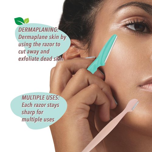 Earth & I Dermaplaner Razor Set - 12 Count Facial Shavers for Peach Fuzz & Brow Shaping | 2 Sizes