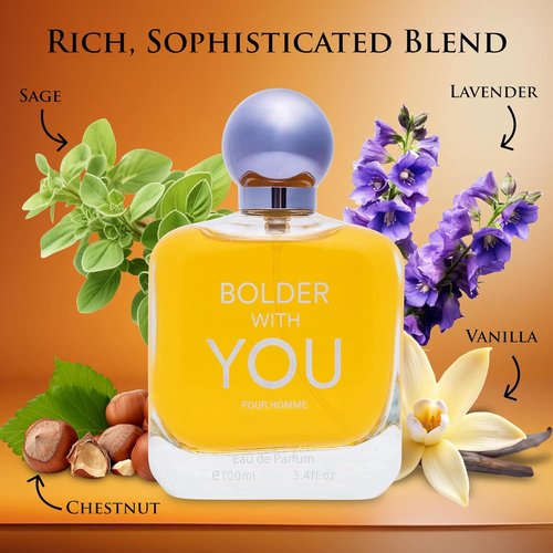Bolder With You Eau De Parfum for Men - Aromatic & Refreshing Fragrance with Cardamom, Vanilla | 100ml Elegant Bottle