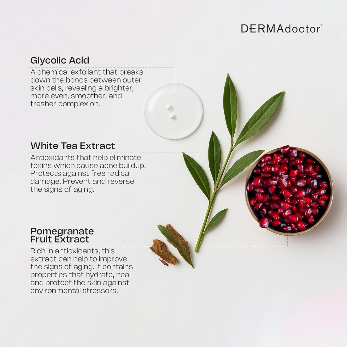 DERMAdoctor Glycolic Acid Face Wash - Exfoliating Cleanser with Antioxidants for Radiant Skin