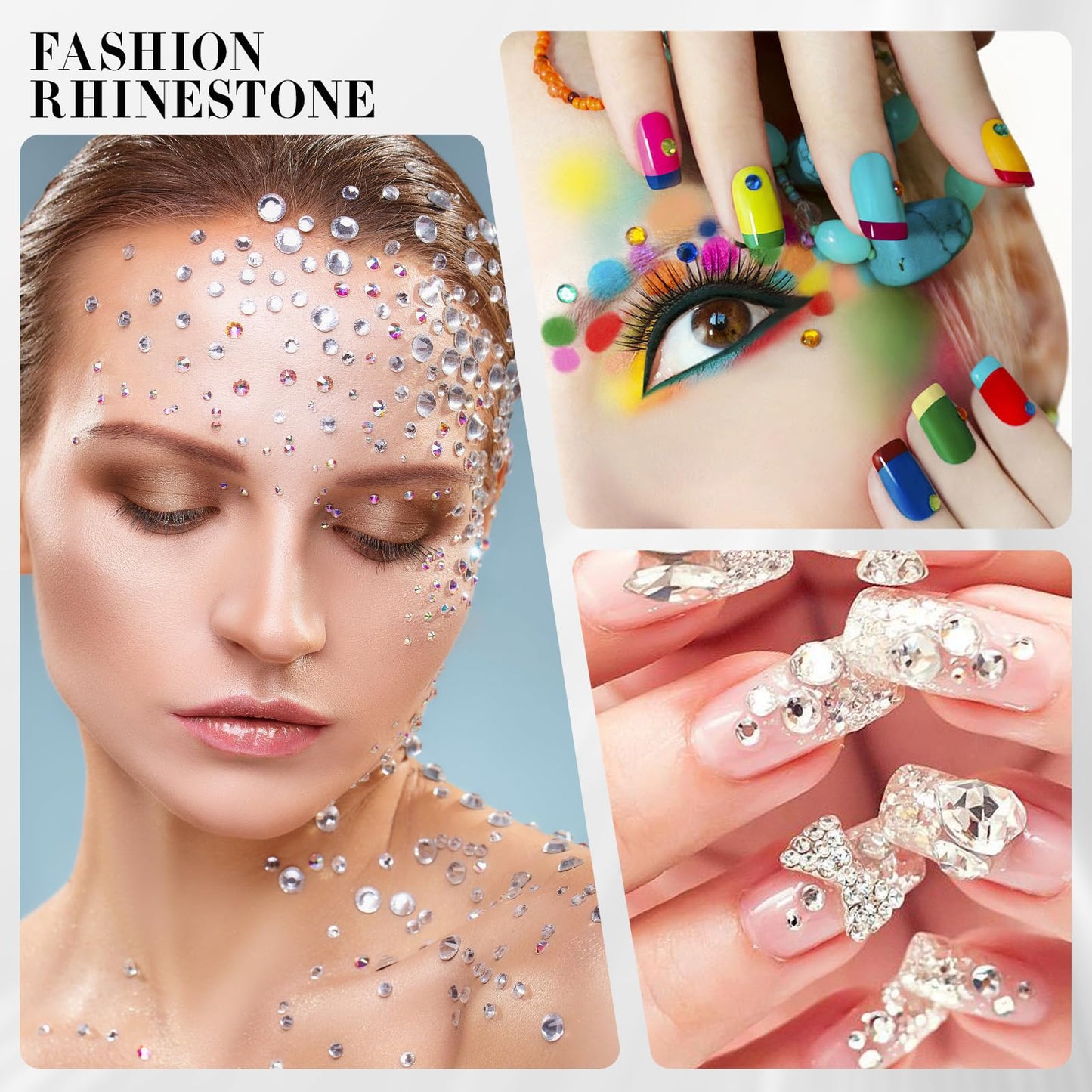 Novani Crystal AB Rhinestones 1440pcs Flat Back Round Rhinestone Style 2088 Sparkly Crystal Gemstones for Nail Art and Crafting SS20,4.6-4.8mm