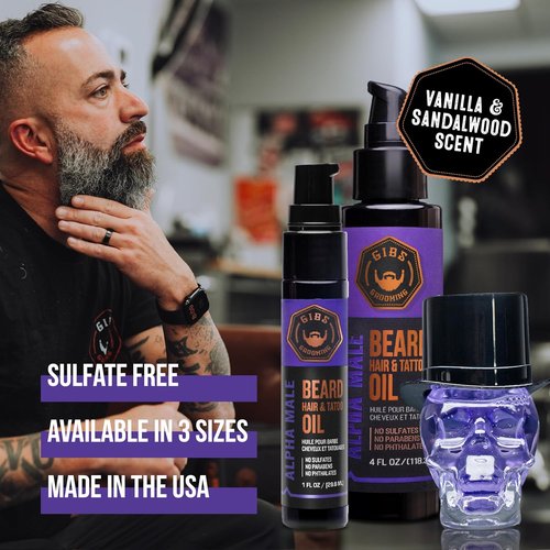 GIBS Beard Oil - Softens & Strengthens Beard Growth, Moisturizes Skin | 4 Scents, 2 Sizes