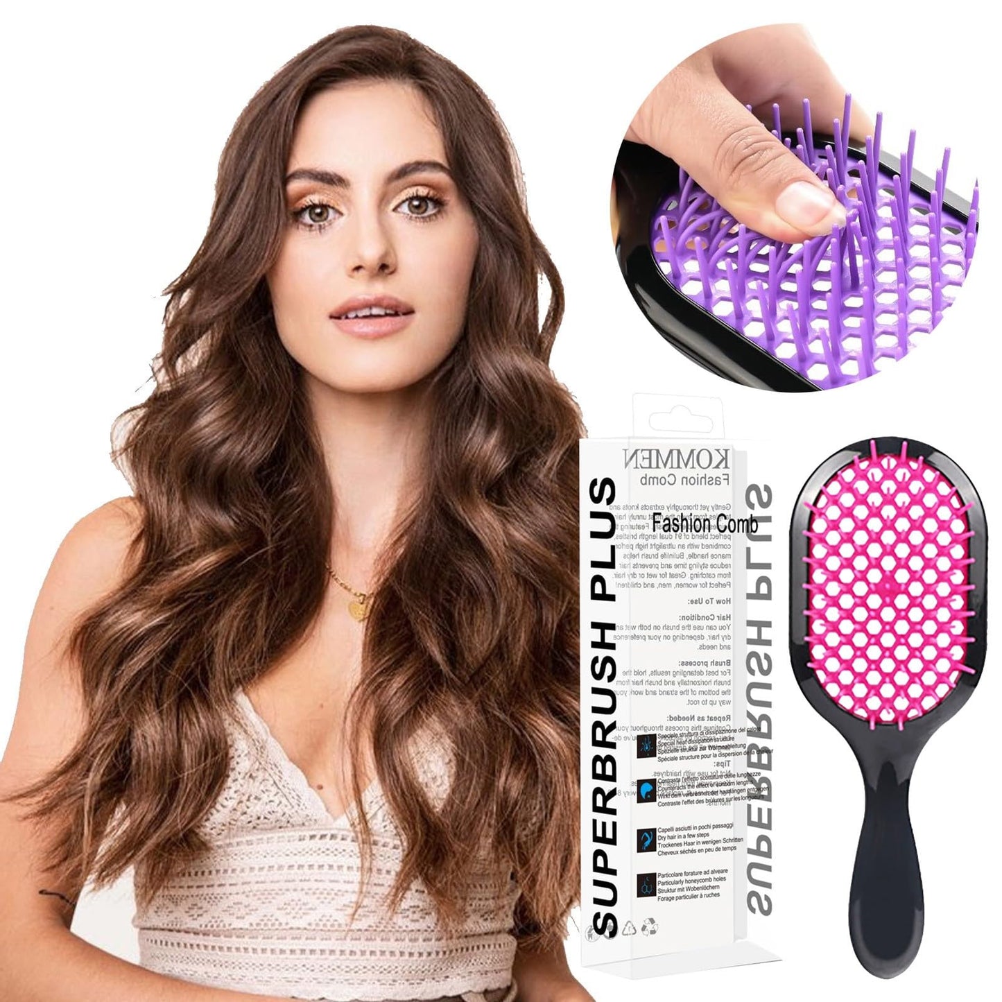 JIEREYAN Bautero Detangling Hair Brush, Wet & Dry Vented Detangling Hair Brush, Scalp Massage Brush Anti Static Hairbrush Brush for Curly Hair Wet and Dry, 1PC Hot Pink