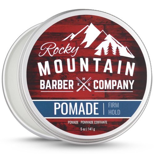 Rocky Mountain Barber Company Pomade for Men - Strong Hold Classic Styling Product | 5 oz Tub for High Shine & Easy Wash Out