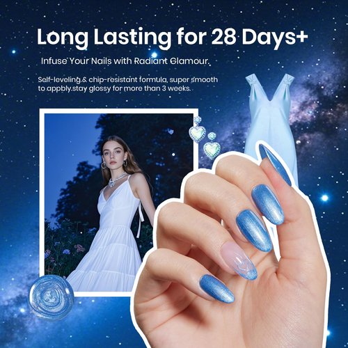 Beetles Pearl Gel Nail Polish - 15ml Blue Nail Polish Drawing Swirl Shell Thread Effect Dark Blue Gel Polish Soak Off UV & LED Cured Long-Lasting Manicure St Patrick Day Gift for women