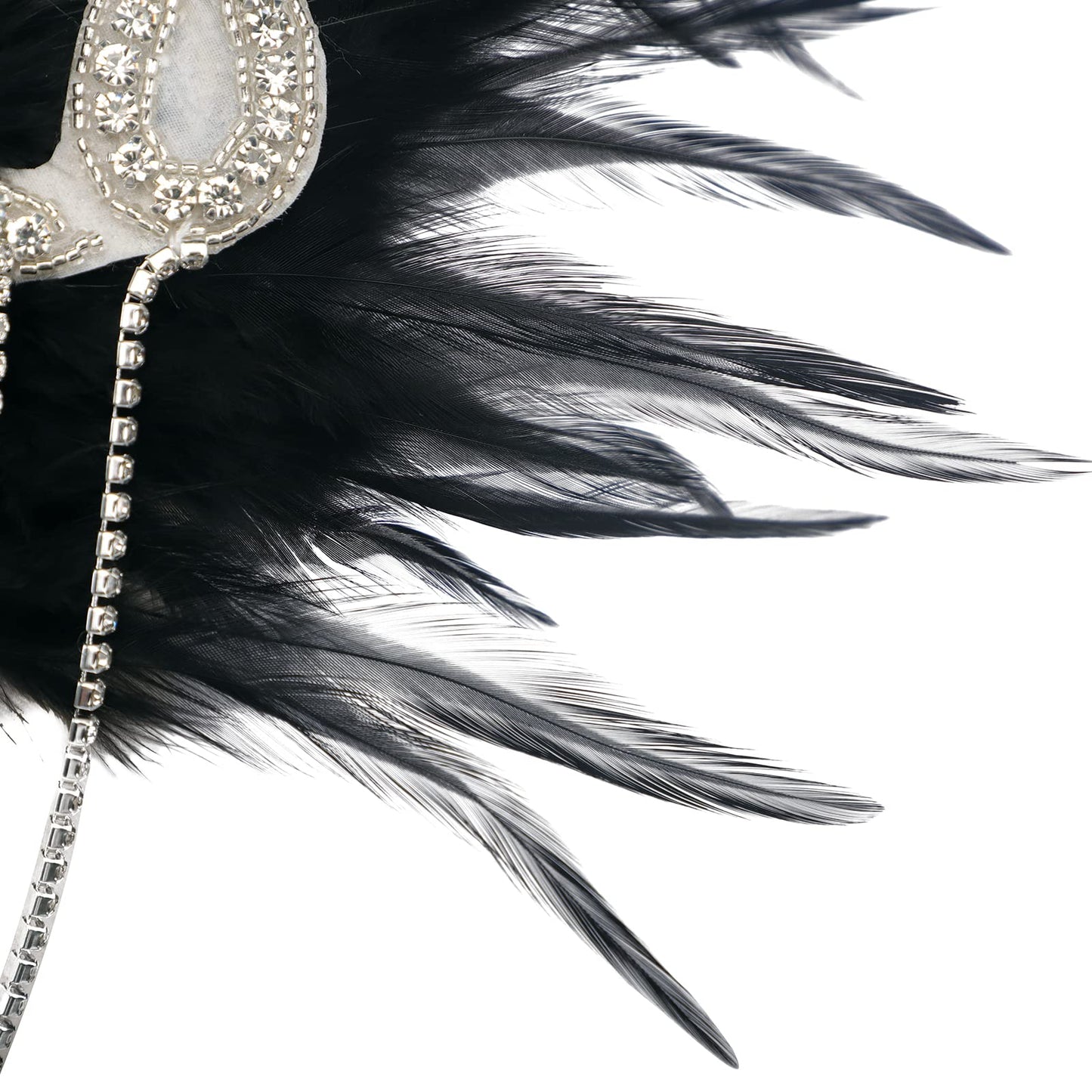 1920s Vintage Flapper Headbands Crystal Headpiece Ostrich Feather Hair Band for Women Girls Prom Party Festival Gatsby Hair Jewelry (A-Silver)