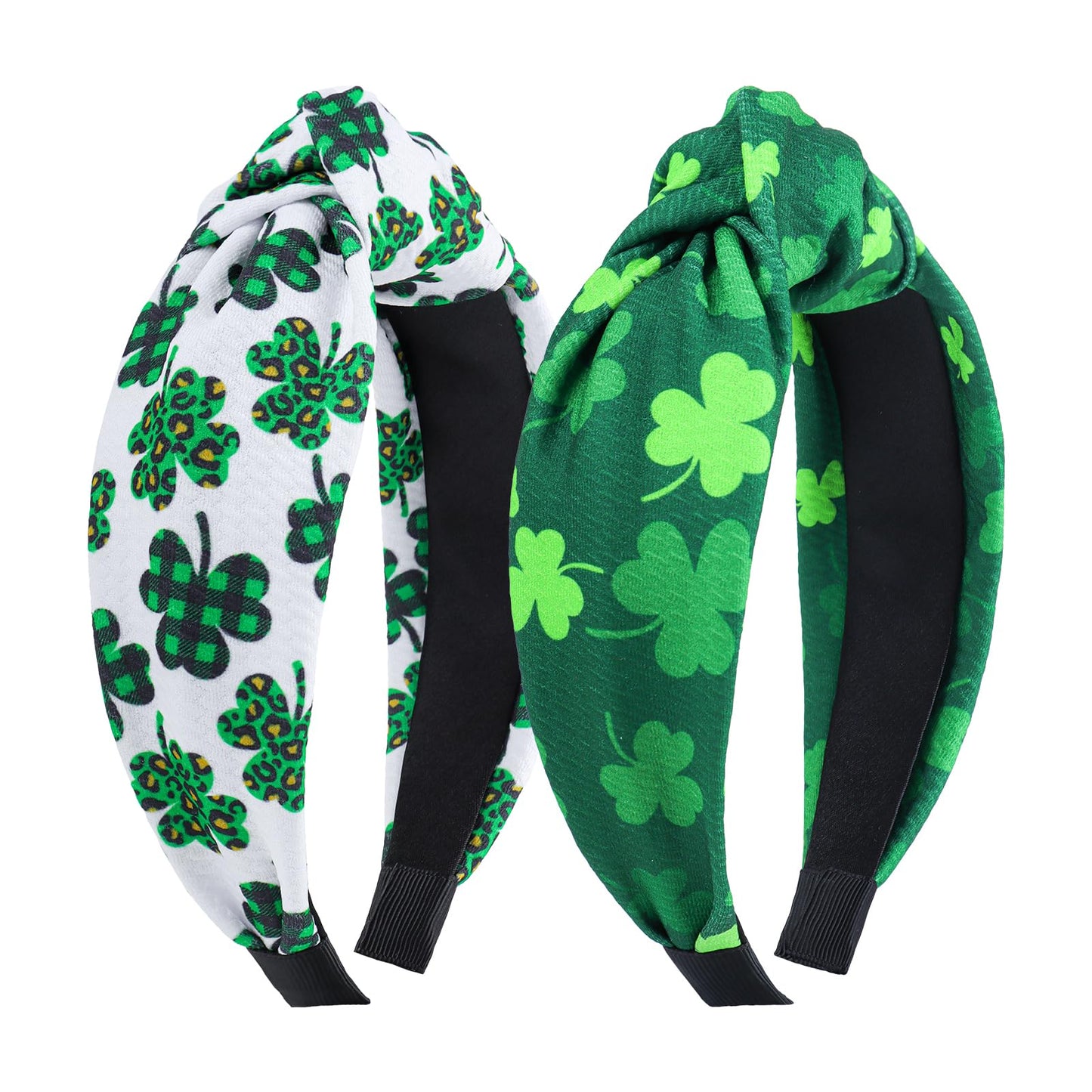 YanJie Knotted Clover Shamrock Headbands - Wide Hair Bands for Women and Girls, St. Patrick's Day Party Gifts