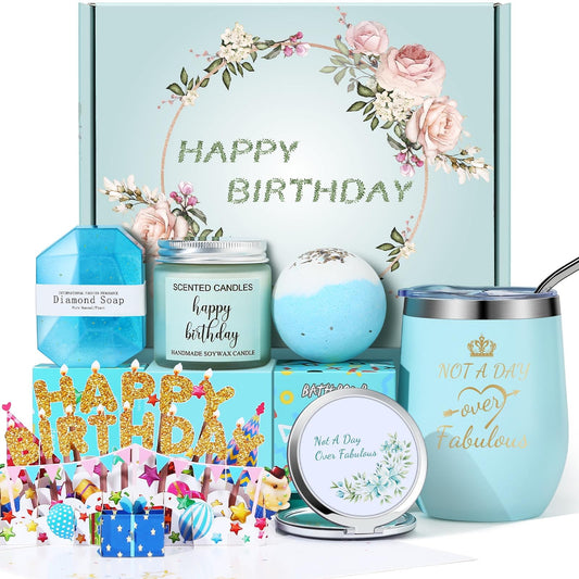 Birthday Gifts for Women, Happy Bath Set Relaxing Spa Gift Baskets Ideas for Her, Mom, Sister, Female Friends, Coworker, Wife, Girlfriend, Daughter, Unique Gifts for Women Who Have Everything
