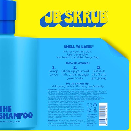 JB SKRUB Boys Shampoo - Aloe Vera & Green Tea for Healthy Hair & Scalp | Sulfate-Free, 14 oz.
