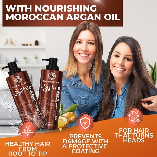 **Moroccan Oil Argan Oil Shampoo and Conditioner Set - Sulfate-Free Hydration for Curly, Color-Treated Hair**