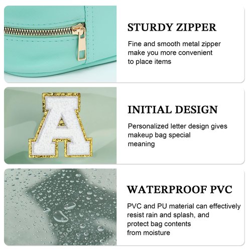 YOOLIFE Initial Clear Makeup Pouch, Clear Makeup Bag Cosmetic Travel Beach Toiletry Bag Travel Essentials Gifts for Women Teen Girlfriend Teacher Mom Birthday Gift for Women Teen Zipper Pouch Blue A