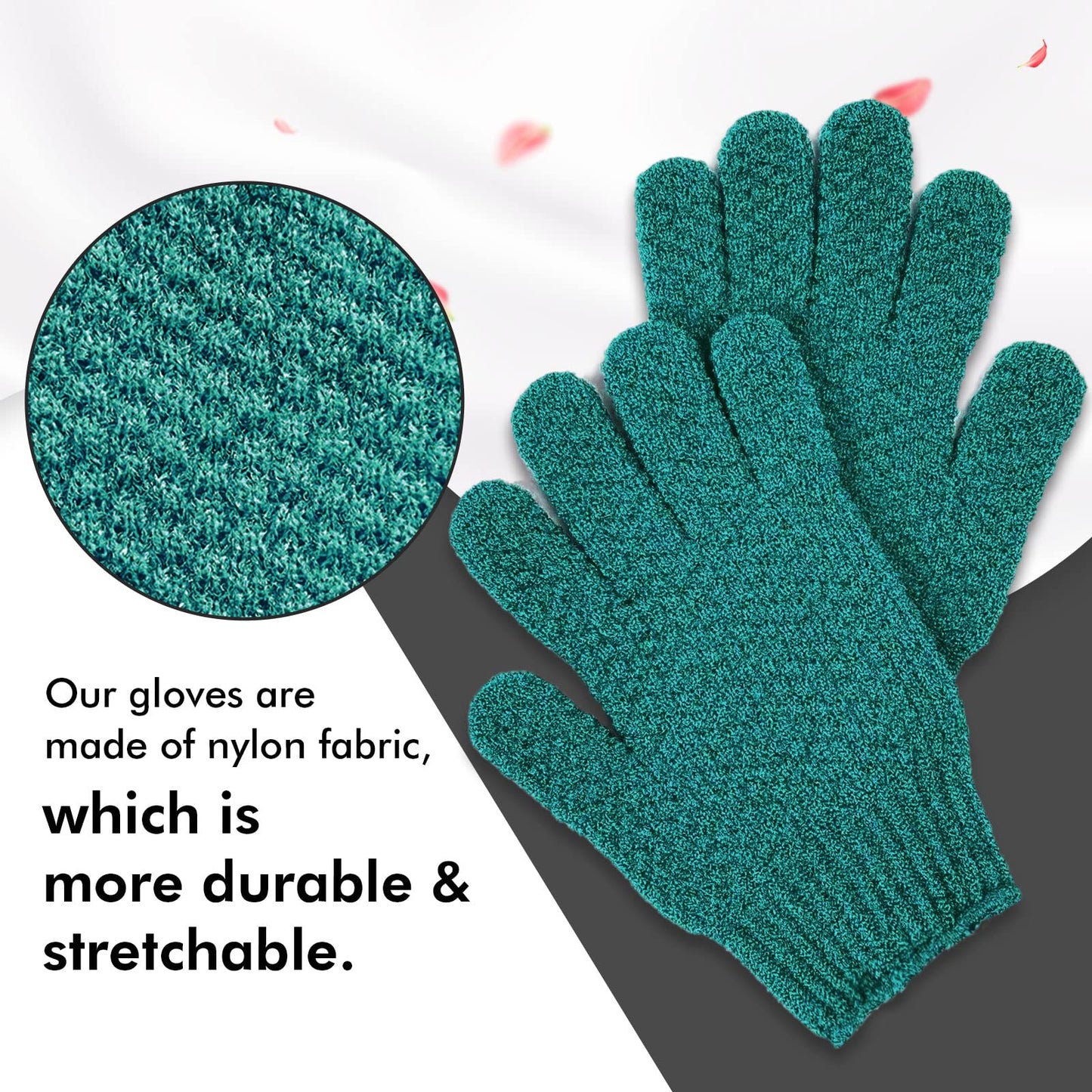 Evridwear Exfoliating Dual Texture Bath Gloves for Shower, Spa, Massage and Body Scrubs, Dead Skin Cell Remover, with Hanging Loop Heavy(5 Pairs Gift Set for Men and Women )