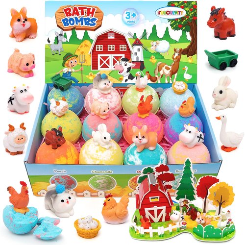 Bath Bombs for Kids with Surprise Inside for Girls Boys Toddlers Kids Bath Bombs Set with Toys Inside Safe Handmade Bubble Bath Fizzy Bath Bomb for Christmas