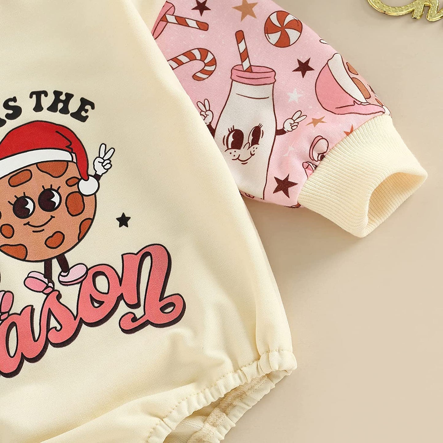 DOSYZTO Newborn Baby Girl Boy Christmas Sweatshirt Romper Outfit Tis The Season Letter Print Patchwork Sweaters Tops (Christmas Season Romper,12-18 Months)