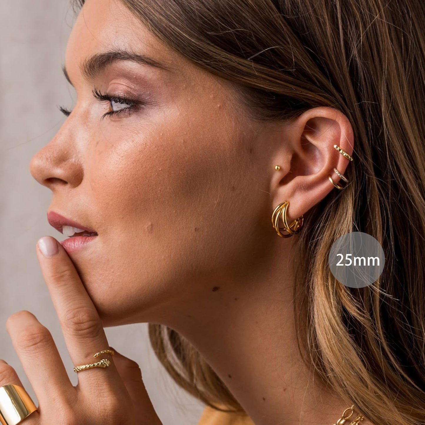 Skiennix Chunky Gold Hoop Earrings - 14k Gold Plated, Hypoallergenic, Trendy Design for Women