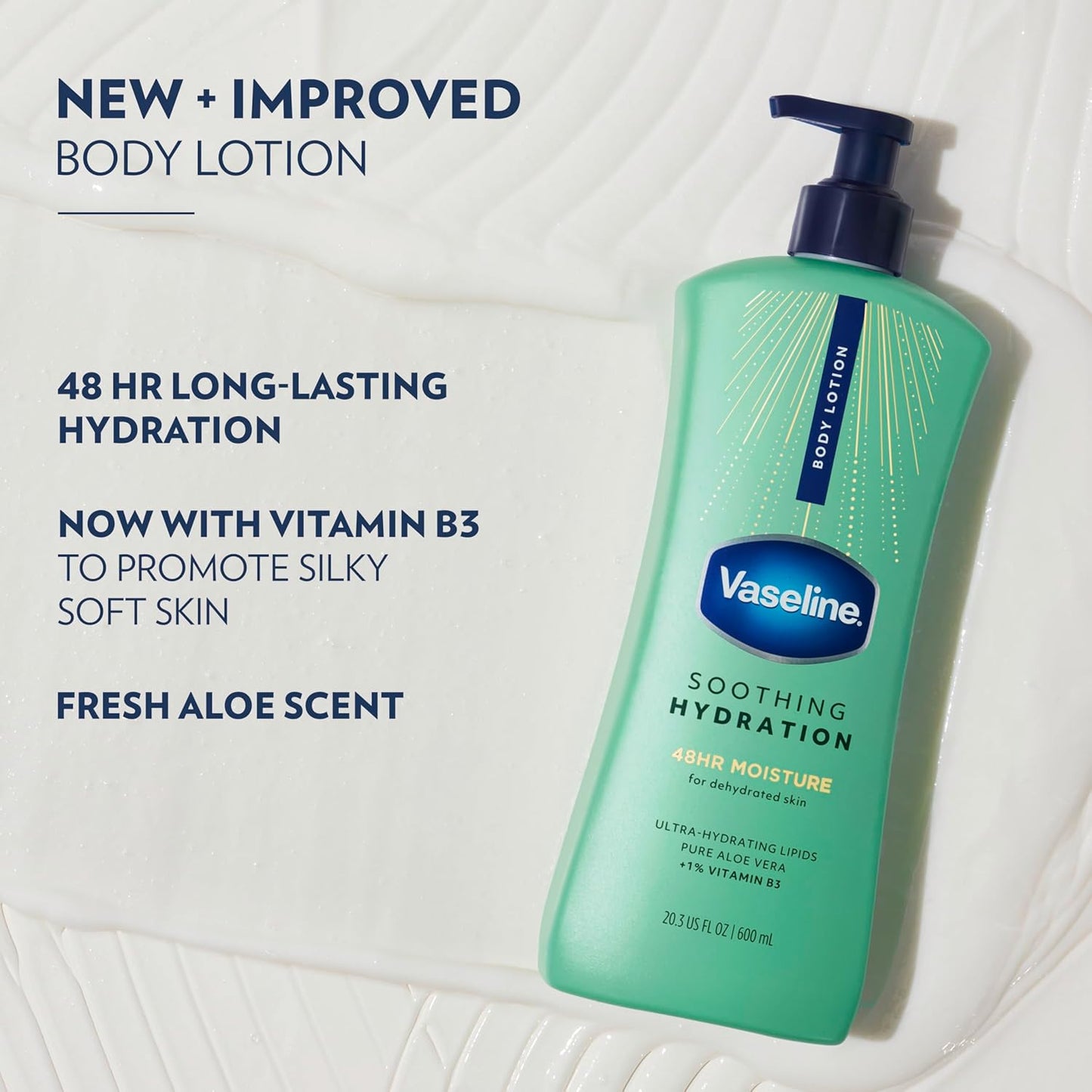 Vaseline Intensive Care Body Lotion - Ultra-Hydrating Formula with Aloe Vera | 20.3 oz, Pack of 3