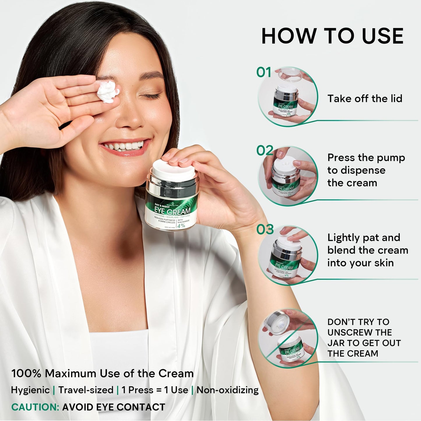 REMEDIAL PAX Eye Cream for Dark Circles and Puffiness, Bags Under Eyes Treatment, Anti-Aging Collagen Eye Cream for Wrinkles, Day & Night Caffeine Eye Cream with Niacinamide Dimethicone