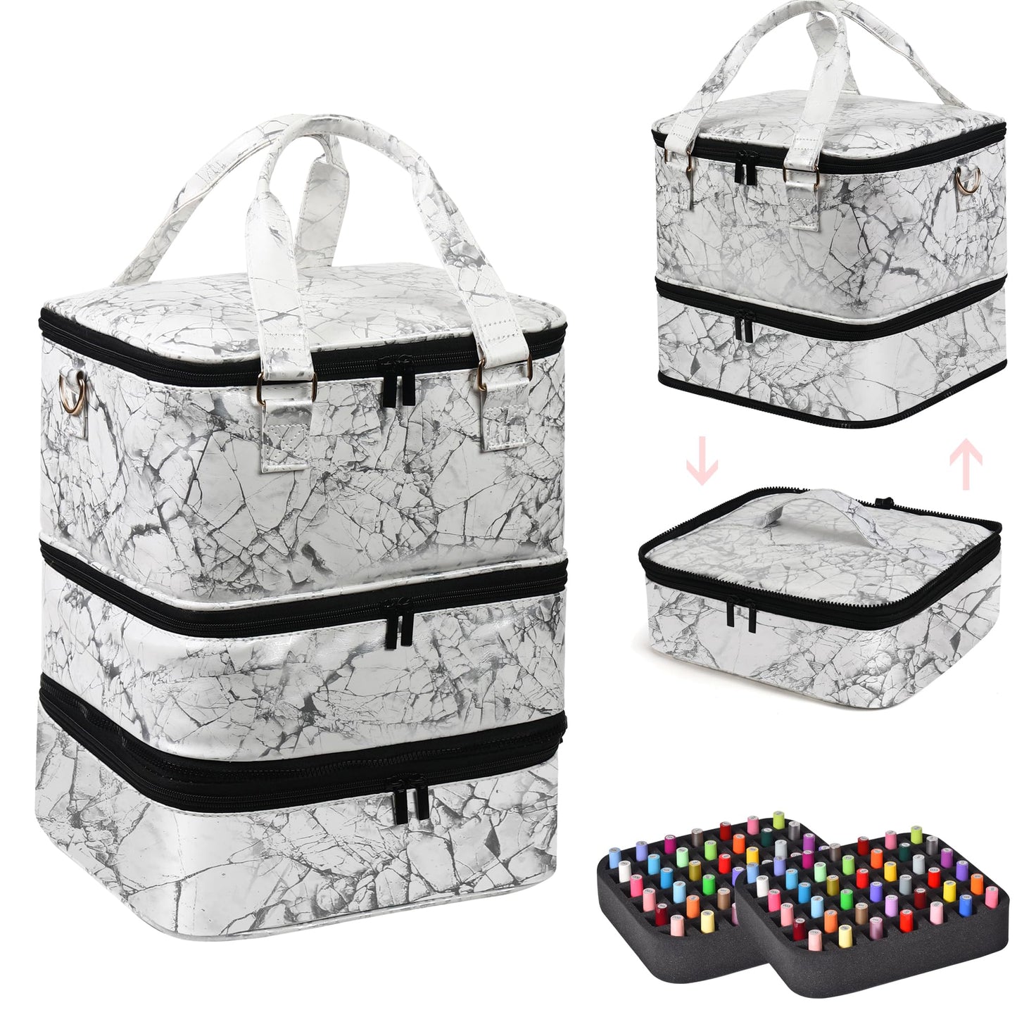 FCQQYWZ Large Nail Polish Organizer Case Hold 84+ Bottles Nail Polish & Nail Lamp, 3 Layers Nail Organizers and Storage for Nail Tech with Divider, Travel Carrying Case for Nail Polish Kit Set(White)