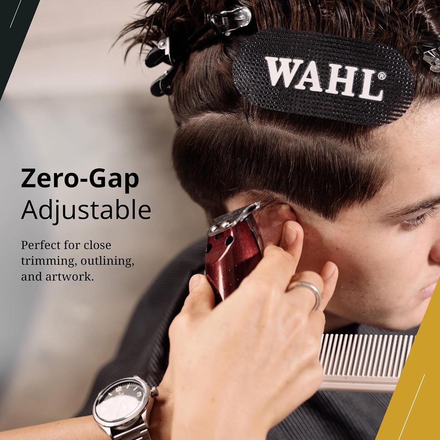 Wahl Professional 5 Star Cordless Detailer Li Trimmer - T Wide Blade, 100 Min Runtime, Charging Stand Included