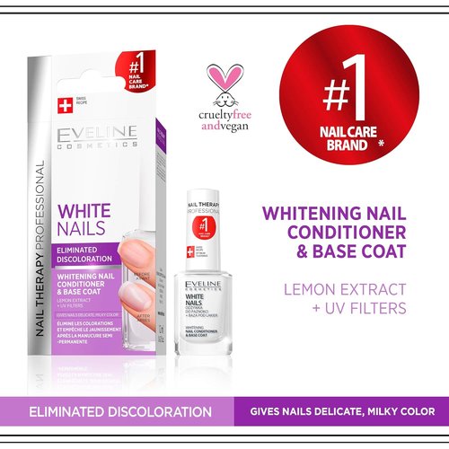 Eveline Cosmetics Nail Whitener - 3 In 1 Formula for Instant Brightening & Whitening