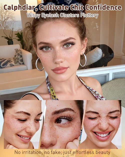 Calphidar Eyelash Clusters 30D+40D+50D+60D+80D+100D, DIY Curly Wispy Individual Natural Lash Extension for Beginners, 476PCS D, 10-16MM